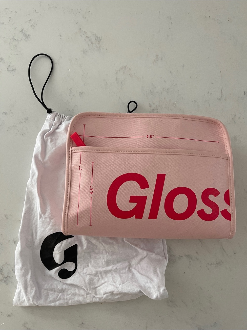 Glossier Pink Travel Pouch - Logo Cosmetic Organizer